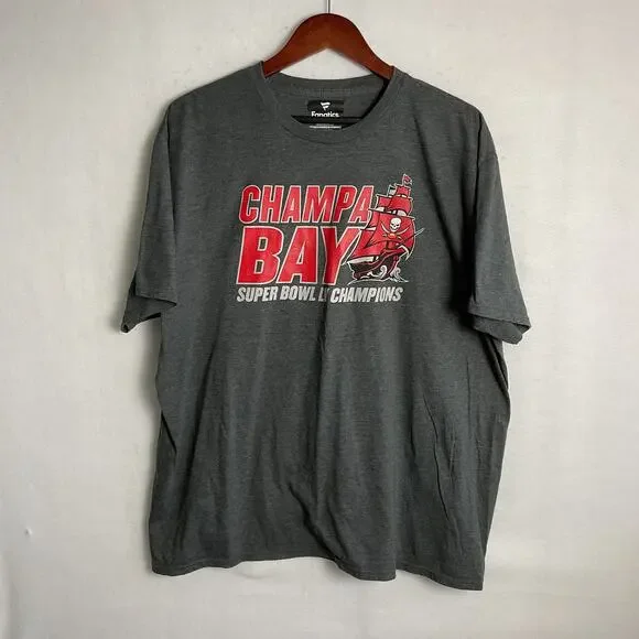 Fanatics Mens Champa Bay Super Bowl LV Champions Graphic Tee Grey 2XL - Picture 2 of 9